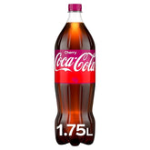 A 1.75L bottle of Coca Cola - Cherry, featuring a red label, provides a refreshing drink with rich cherry flavor.